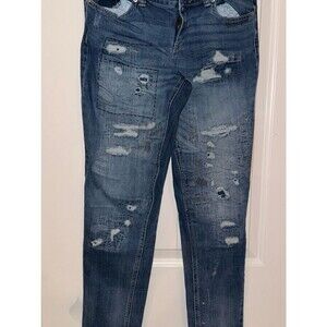 Maurices Women's Distressed Dark Blue Skinny Jeans